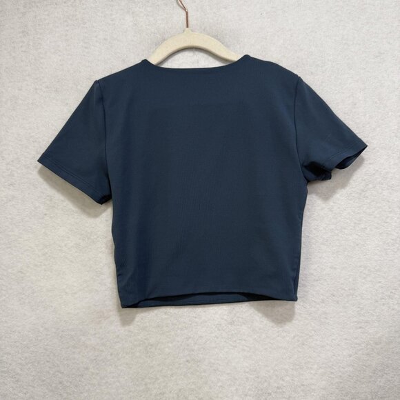 Babaton Shirt Womens Extra Small Blue Short Sleeve Crewneck Stretch Crop Top - Picture 7 of 8